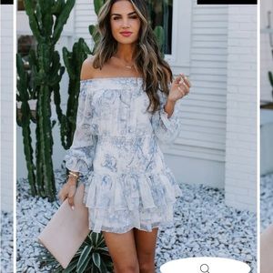 Coastal charm off the shoulder smocked dress size Small